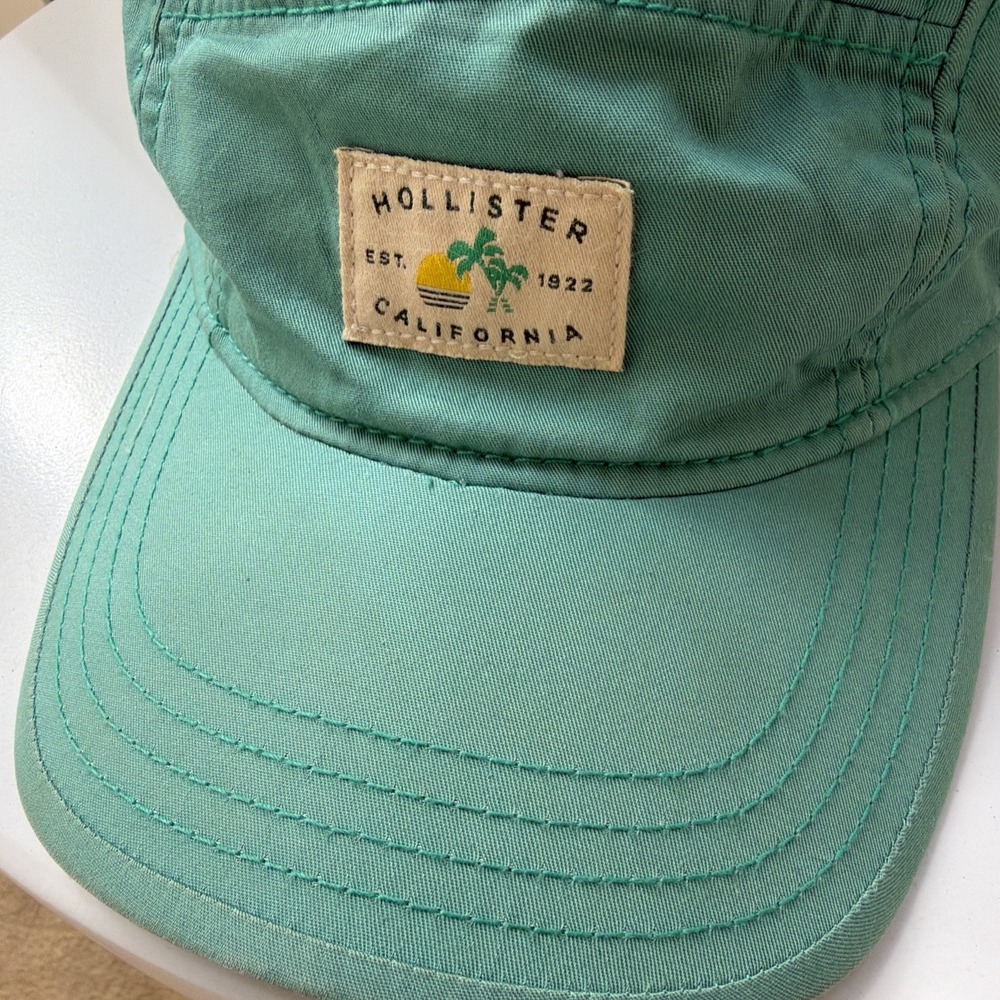 VINTAGE Hollister California Hat Cap Teal Rare Logo - Picture 3 of 6